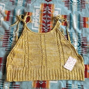 Free People Mustard Knit Crop Top